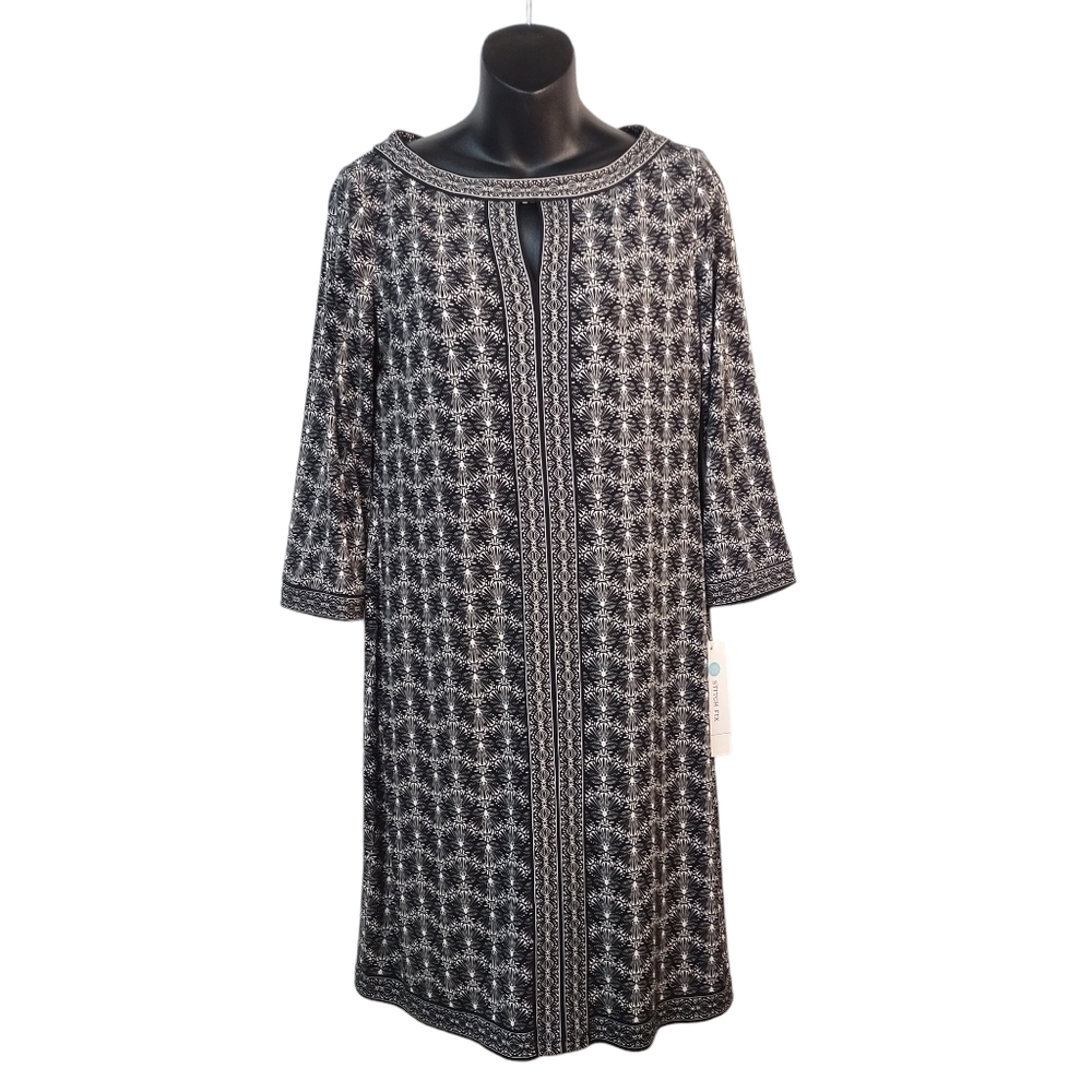 Wisp Stitch Fix Black White Marnie Knit 3/4 Sleeves Stretch Dress Size 6 NWT